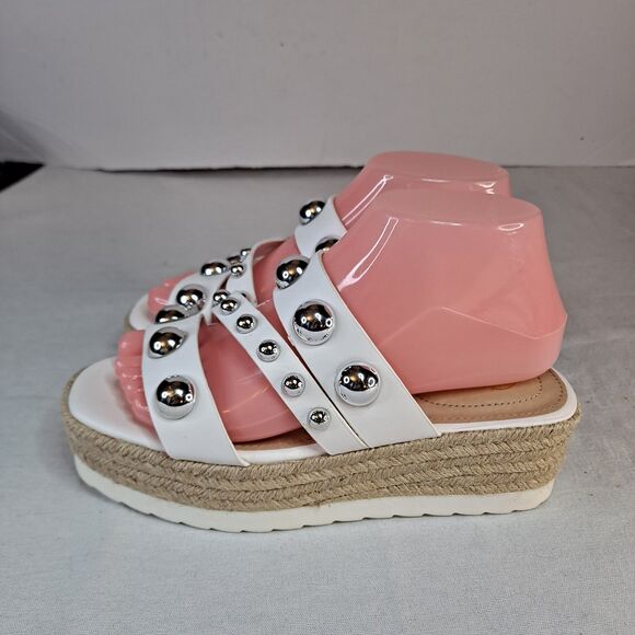 C Comfort est. 1946 Espadrilles Womens 7M Studded Platform White Faux Leather - Picture 2 of 11